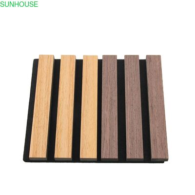 ราคาดี Modern Design Natural Veneer Oak Polyester Acoustic Slat Wall Panel Wooden Decorative Panel for Living Room Graphic Solution ออนไลน์