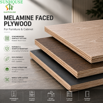 18 มิลลิเมตร Melamine หน้าพลายवुड Eucalyptus Poplar หัวไม้แข็ง กระดาษเฟอร์นิเจอร์สําหรับตู้และตู้เสื้อผ้า