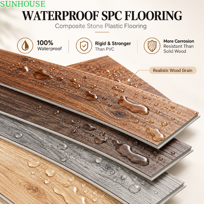 ราคาดี โครงการการค้า SPC คลิกพื้นด้วย 0.3mm 0.5mm 0.7mm ตัวเลือกชั้นสวมใส่สําหรับการใช้งานที่อยู่อาศัยและการจราจรหนัก ออนไลน์